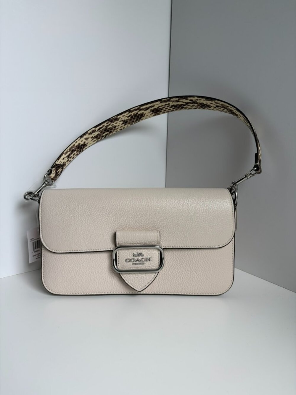 NWT Coach Morgan Shoulder Bag Chalk Multi Snake Embossed Leather CE561